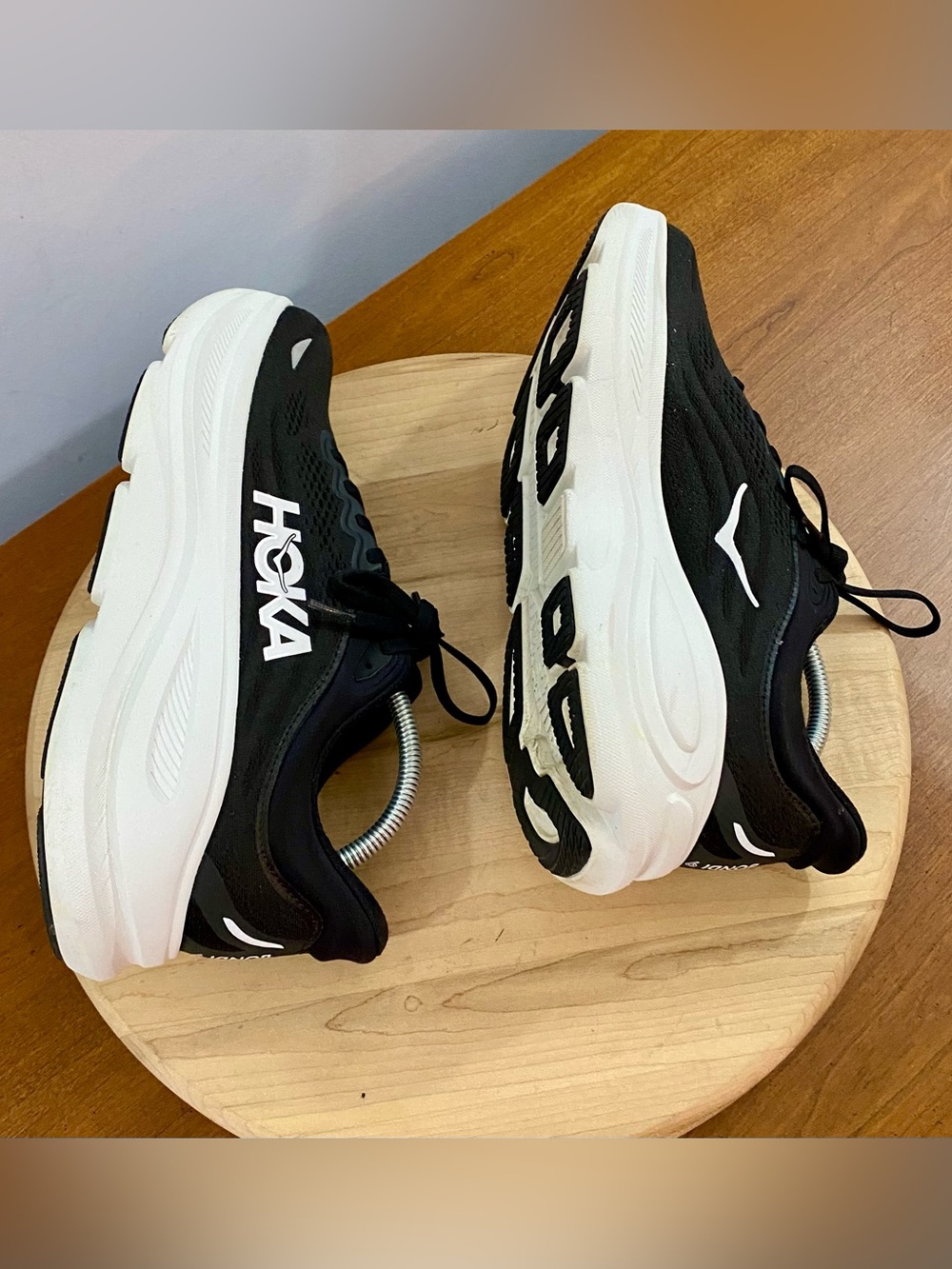 HOKA Bondi 9 Black White Running Athletic Shoes Womens Size 10 B Regular 1162012 - Picture 8 of 13